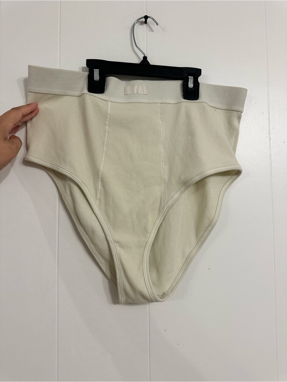 SKIMS High-Rise Ribbed Briefs in Cream
